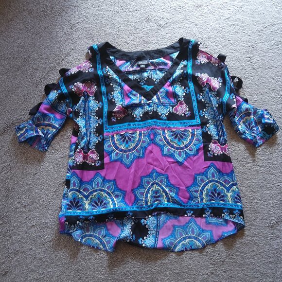 NICOLE MILLER SATIN PAISLEY TOP - Picture 1 of 3